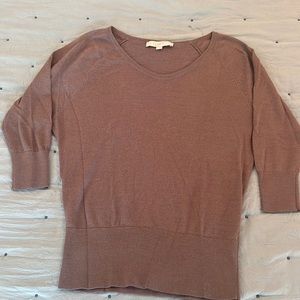 Ann Taylor Loft brown 3/4 length sleeve lightweight sweater